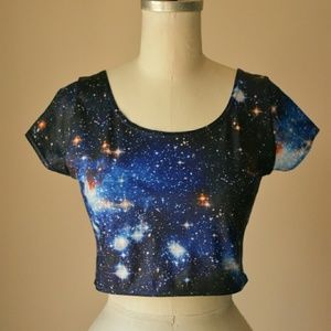 Black milk galaxy crop top size large nana blue